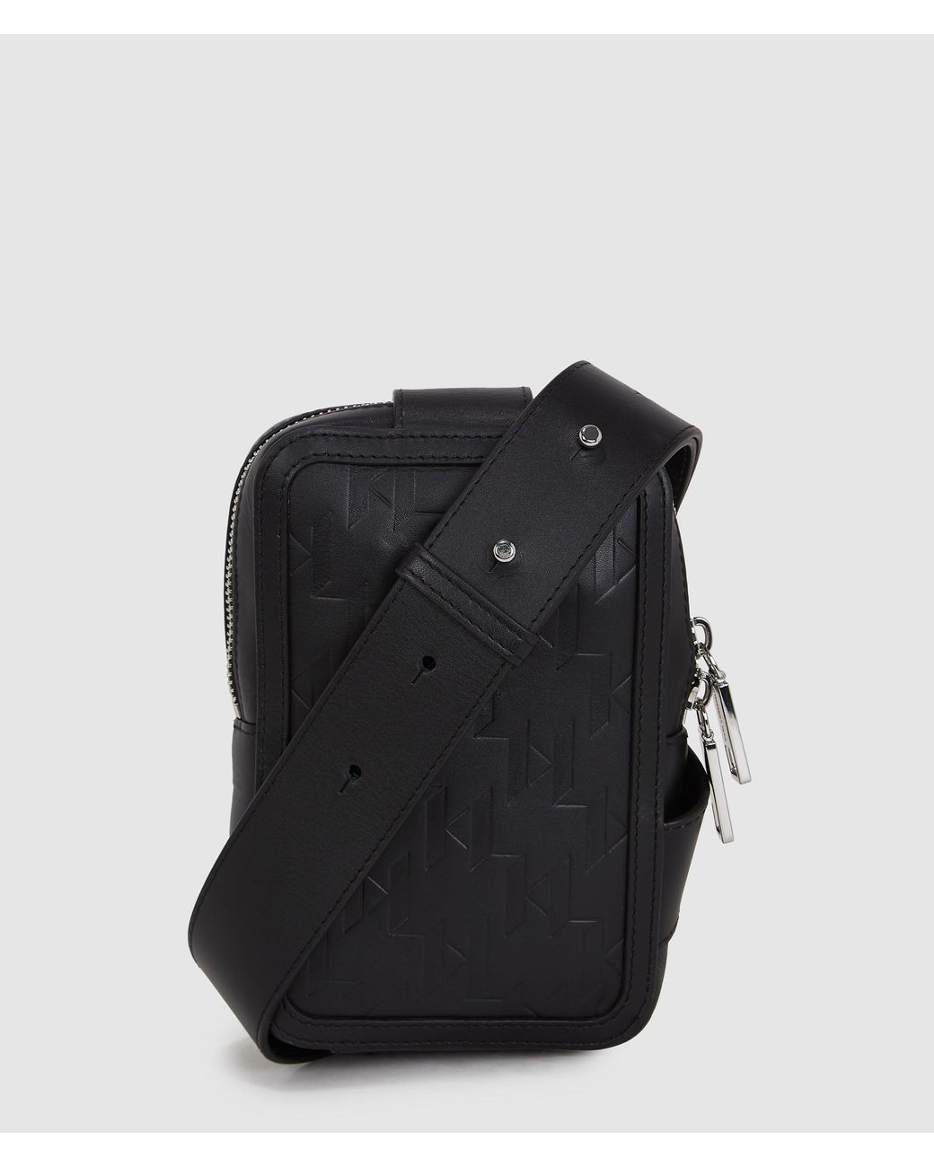 Karl Lagerfeld Black K/Loom Leather Small Sling Bag for men
