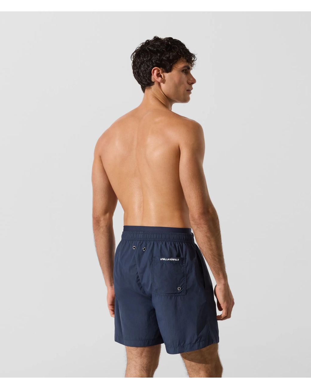 Karl Lagerfeld Blue Ikon Double-Waist Medium Boardshorts for men