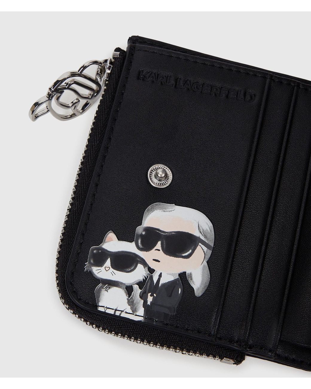 Karl Lagerfeld Black Ikon Nylon Small Bifold Wallet