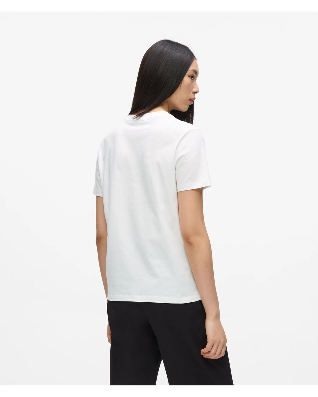 Karl Lagerfeld White Signature Regular-Fit T-Shirt, Damen, Größe