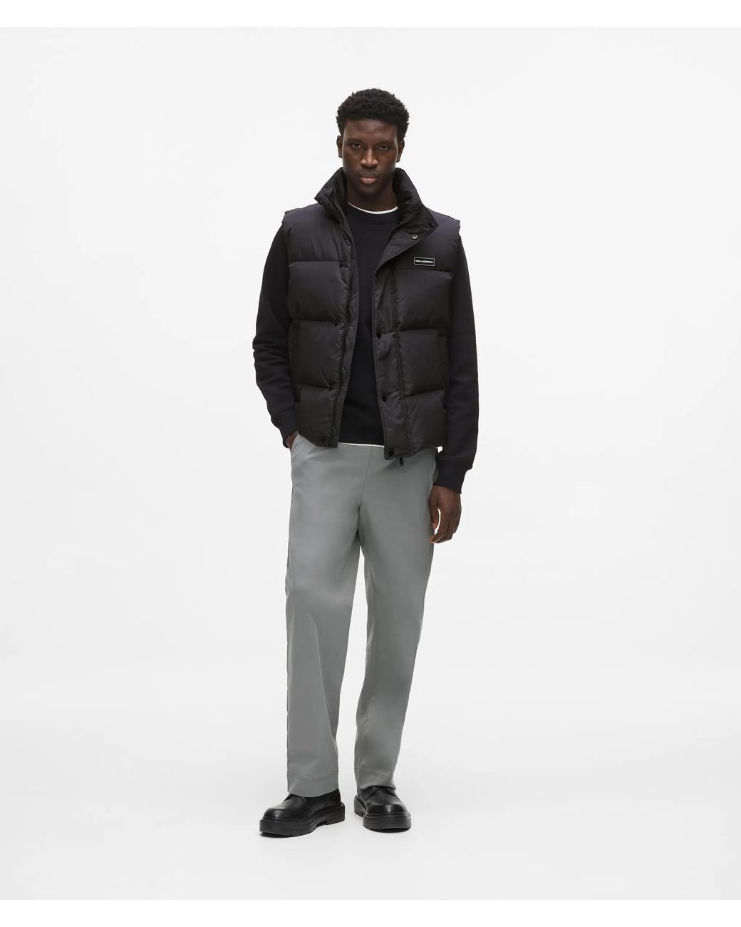 Karl Lagerfeld Black Logo Patch Puffer Gilet for men