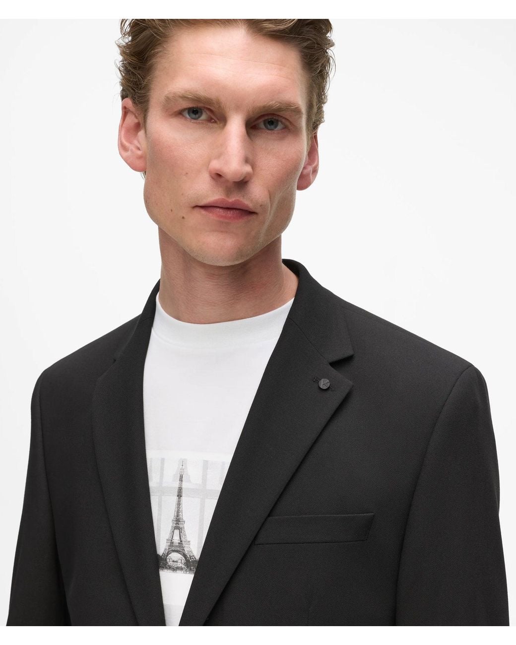 Karl Lagerfeld Black Slim-Fit Monogram Pin Suit Jacket for men