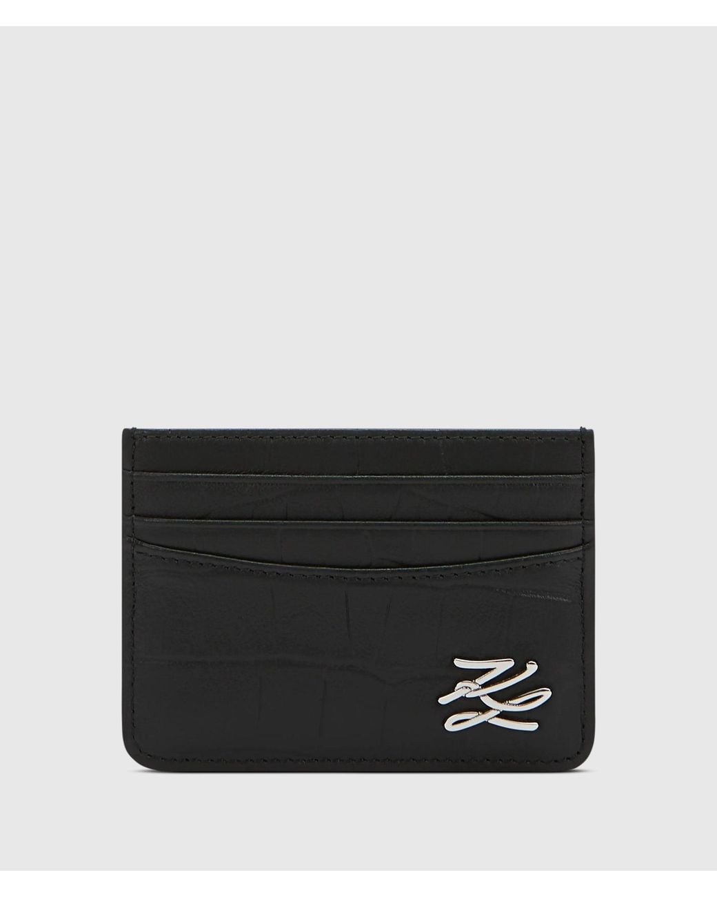 Karl Lagerfeld Black K/Croc Leather Cardholder for men