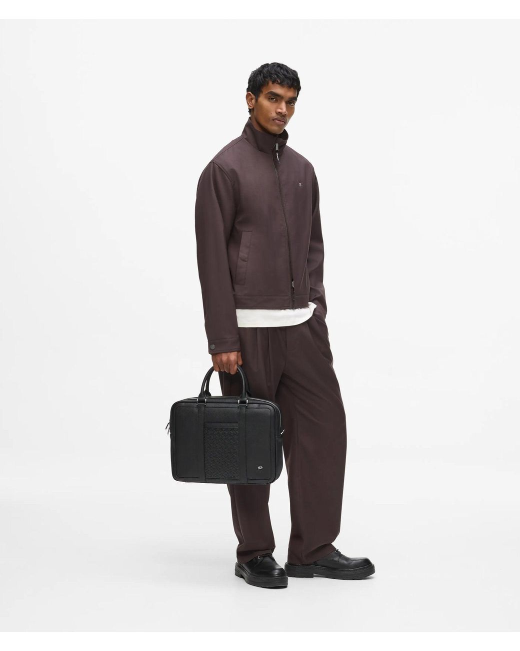 Karl Lagerfeld Black K/Panel Briefcase for men