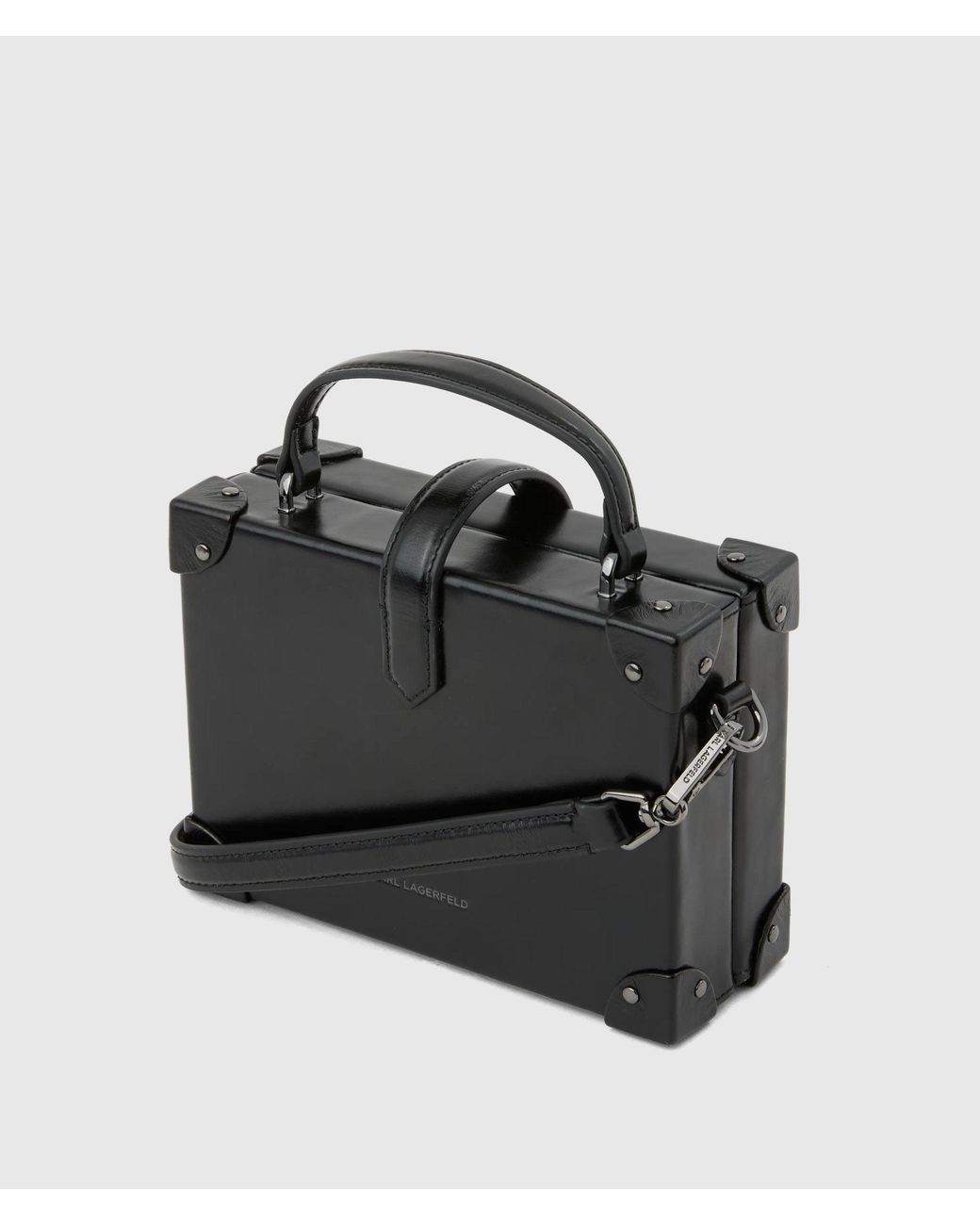 Karl Lagerfeld Black K/Autograph Drop Small Leather Trunk Bag