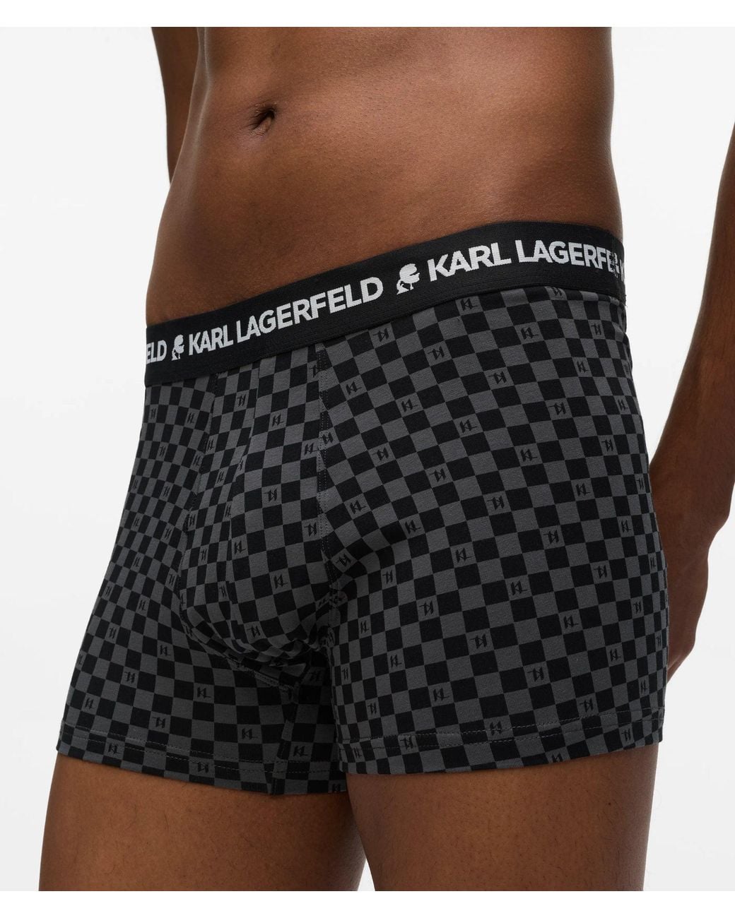 Karl Lagerfeld Black Monogram Trunks for men