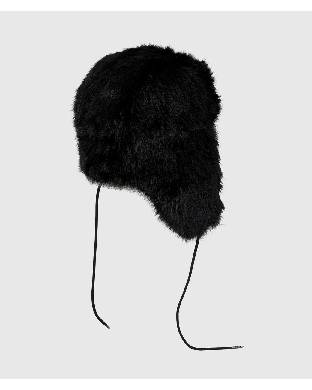 KL Jeans Black Monogram Faux-Fur Trapper Cap