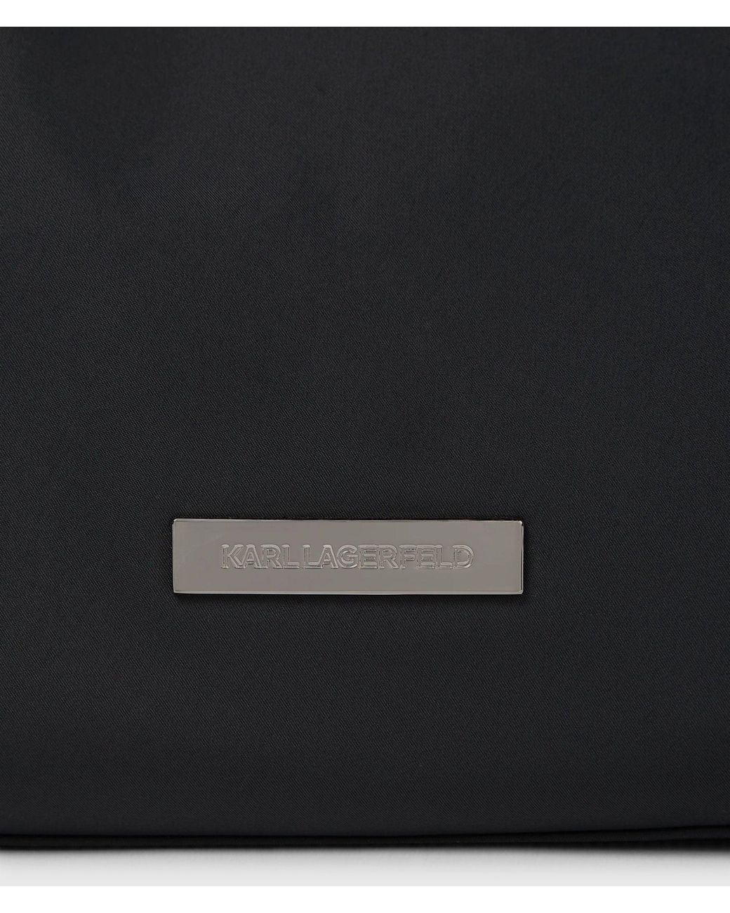Karl Lagerfeld Black Ikon Nylon Charm Hobo Bag