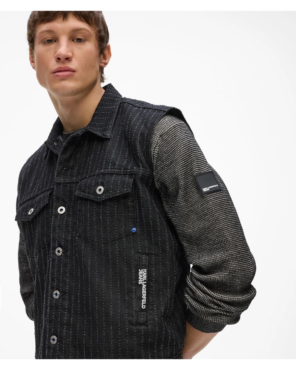 KL Jeans Black Pinstripe Denim Vest for men