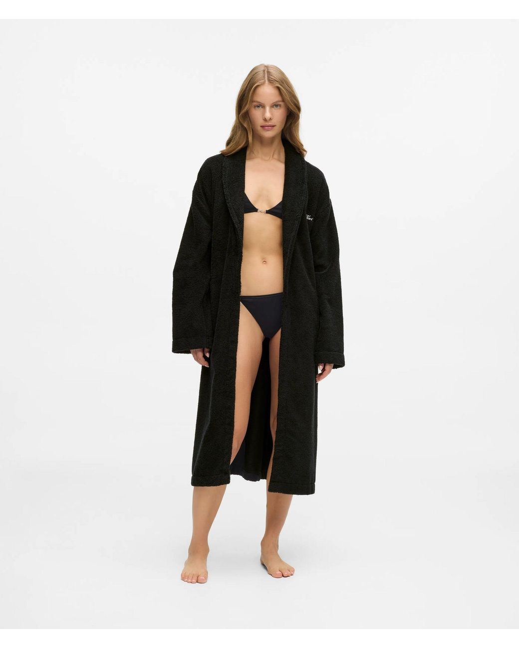 Karl Lagerfeld Black Terry Bathrobe