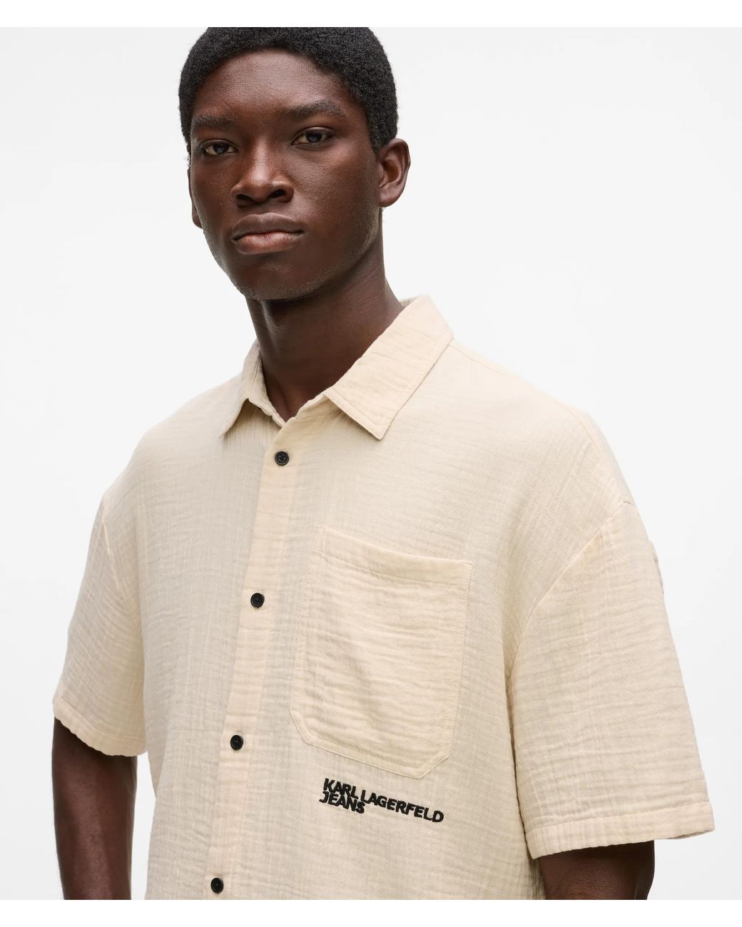 KL Jeans Natural Short-Sleeved Crinkled Shirt for men