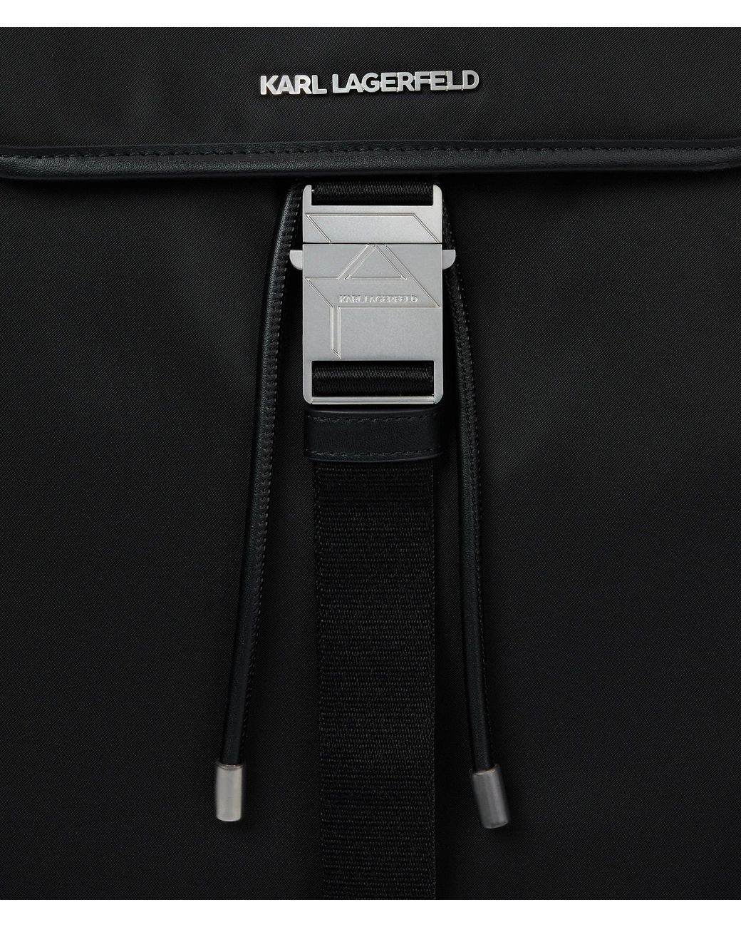 Karl Lagerfeld Black K/Nylon Buckle Backpack for men