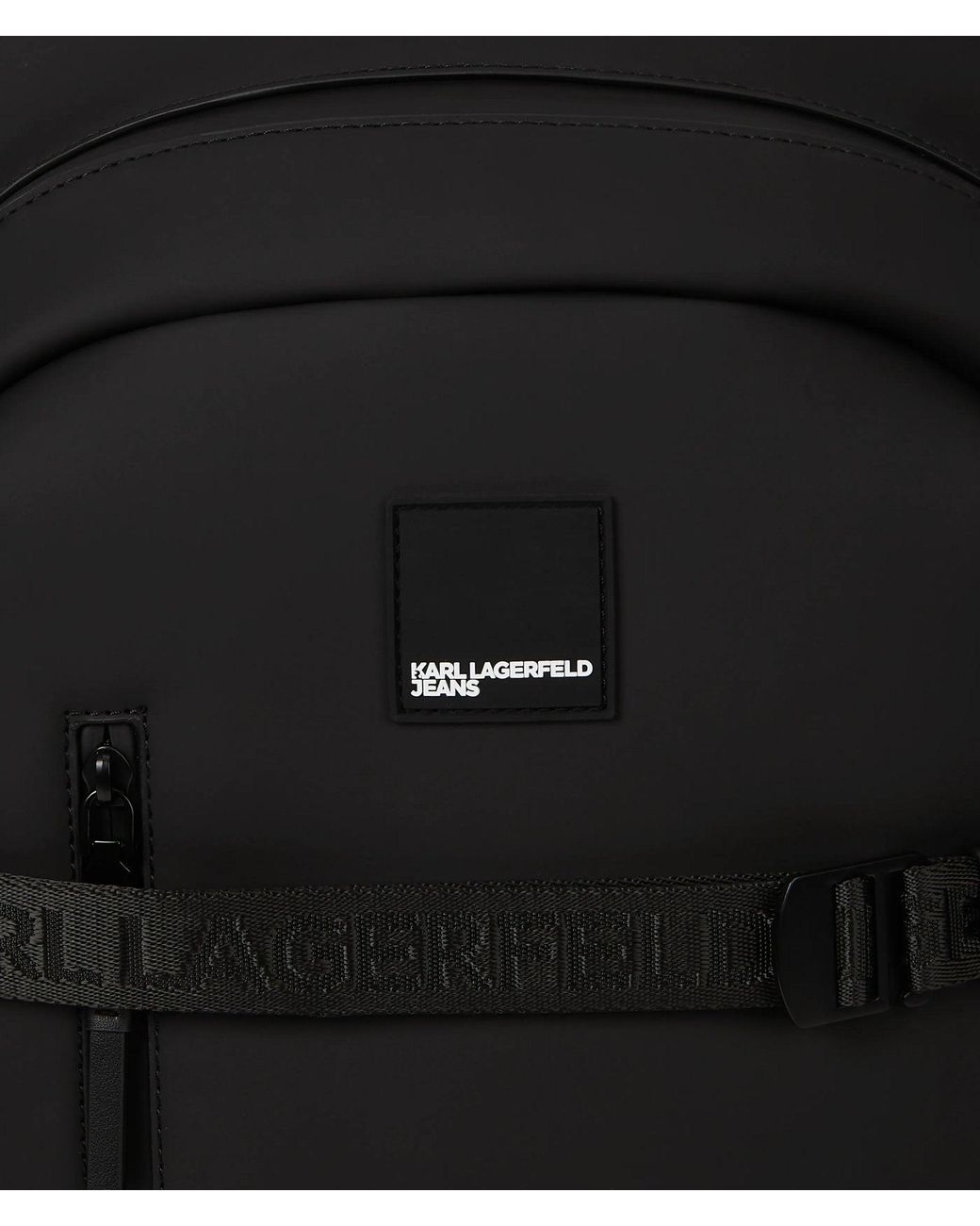 KL Jeans Black Coated Technical-Leather Backpack for men