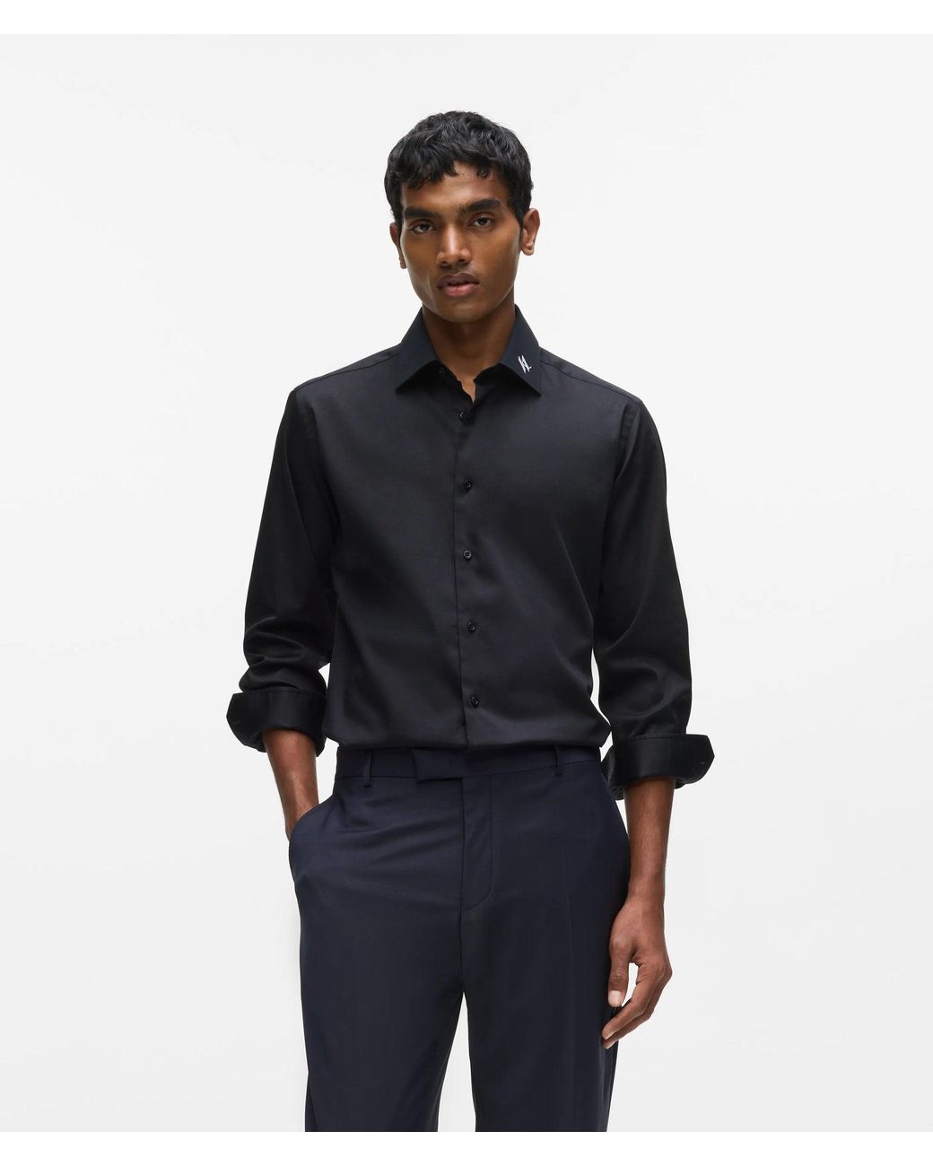 Karl Lagerfeld Blue Monogram Shirt for men