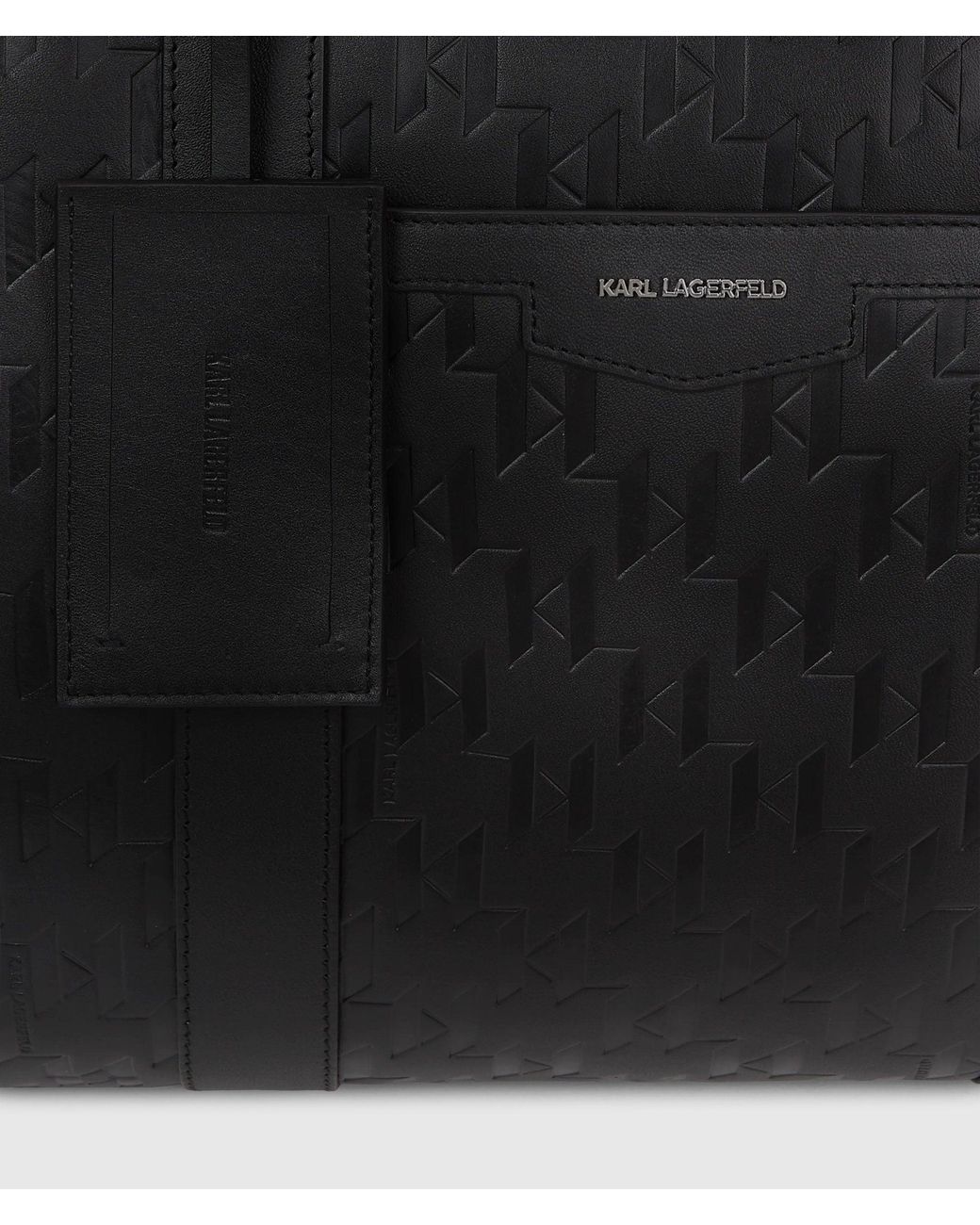 Karl Lagerfeld Black K/Loom Leather Weekender Bag for men
