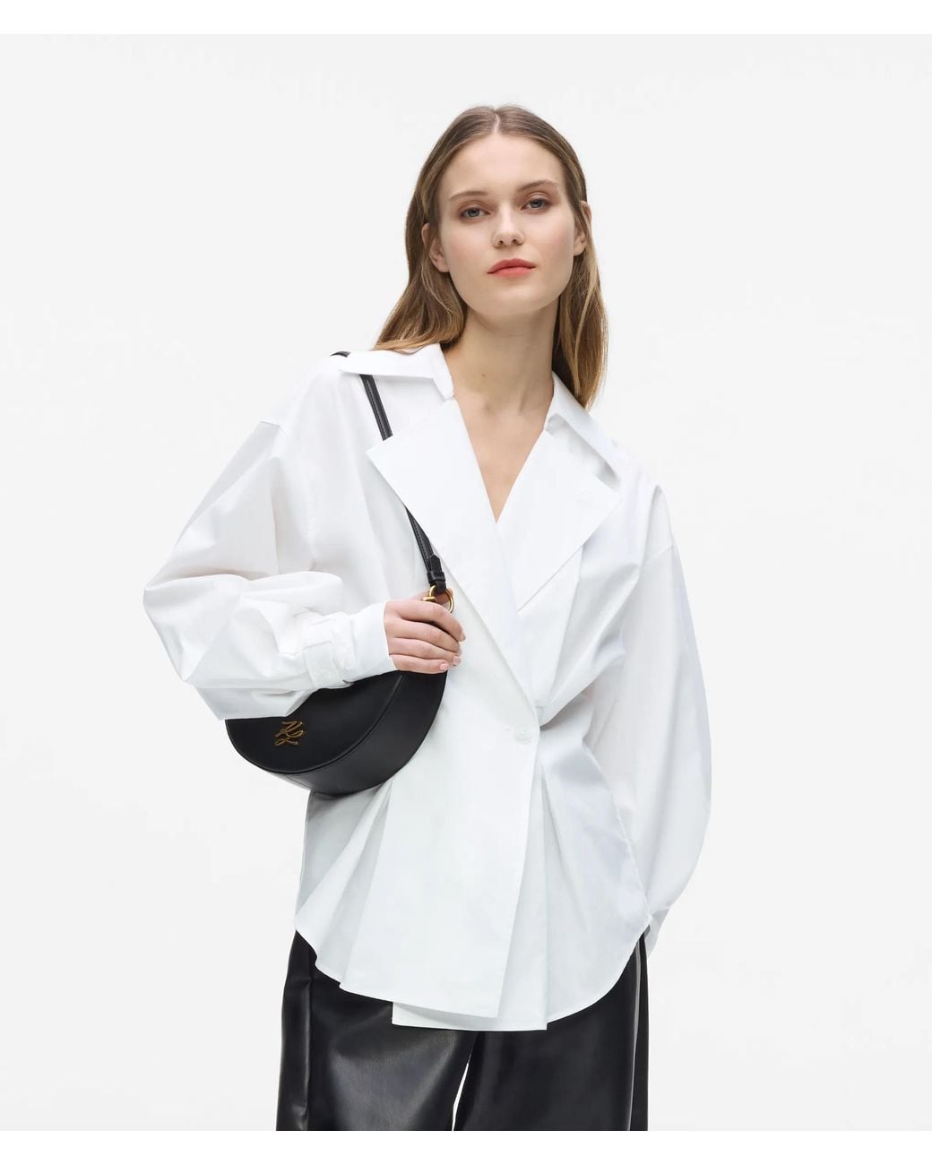 Karl Lagerfeld White Double-Breasted Poplin Shirt