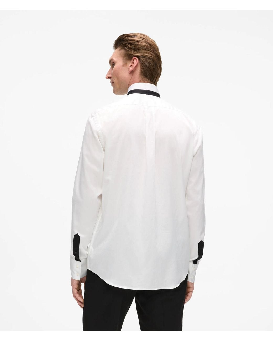Karl Lagerfeld White Modern-Fit Slim Tie Shirt for men