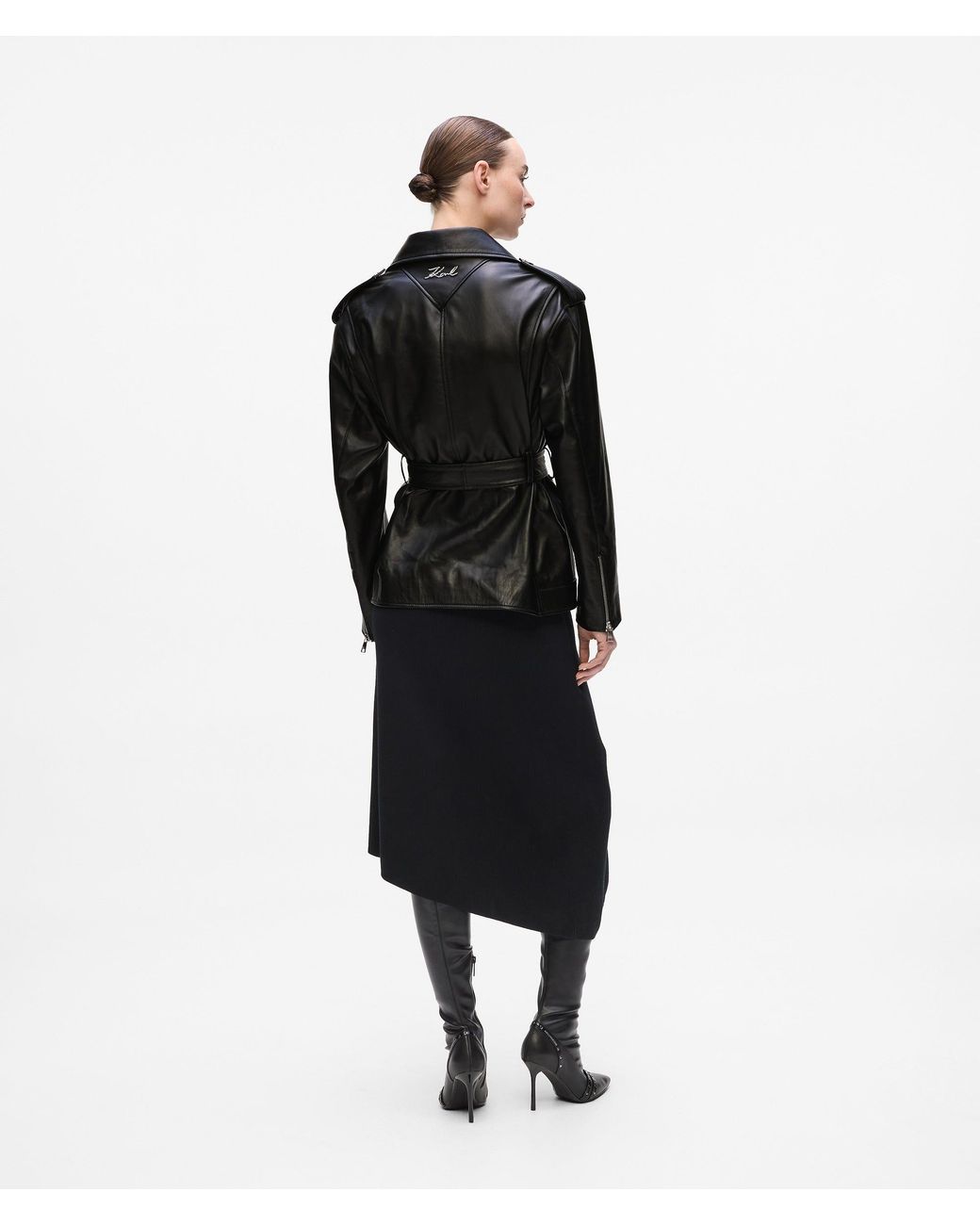Karl Lagerfeld Black Oversized Leather Jacket