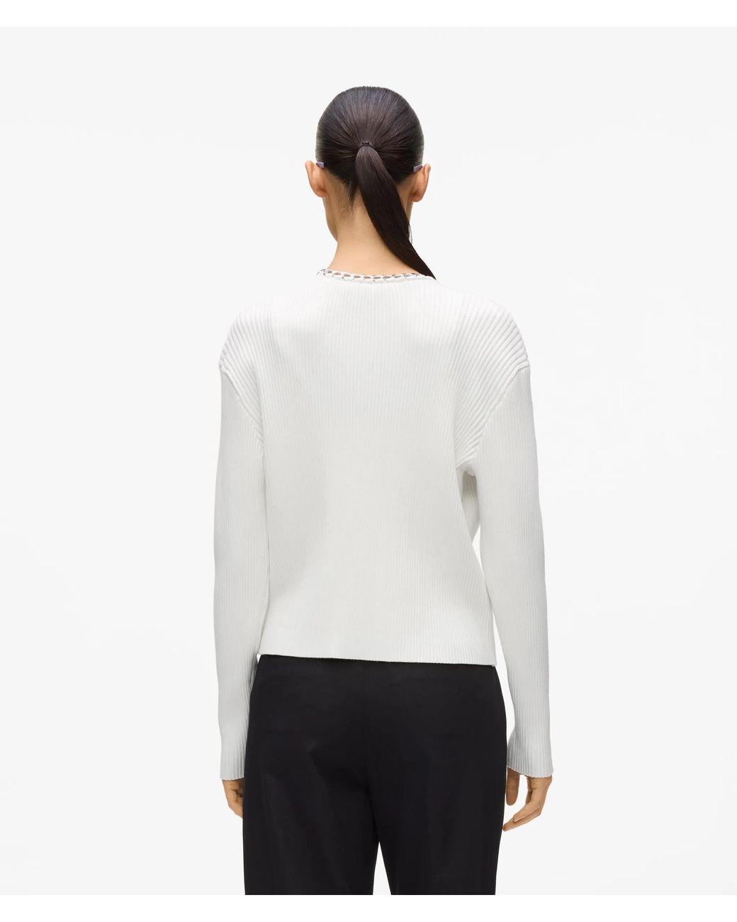 Karl Lagerfeld White Chain Detail Knit Cardigan