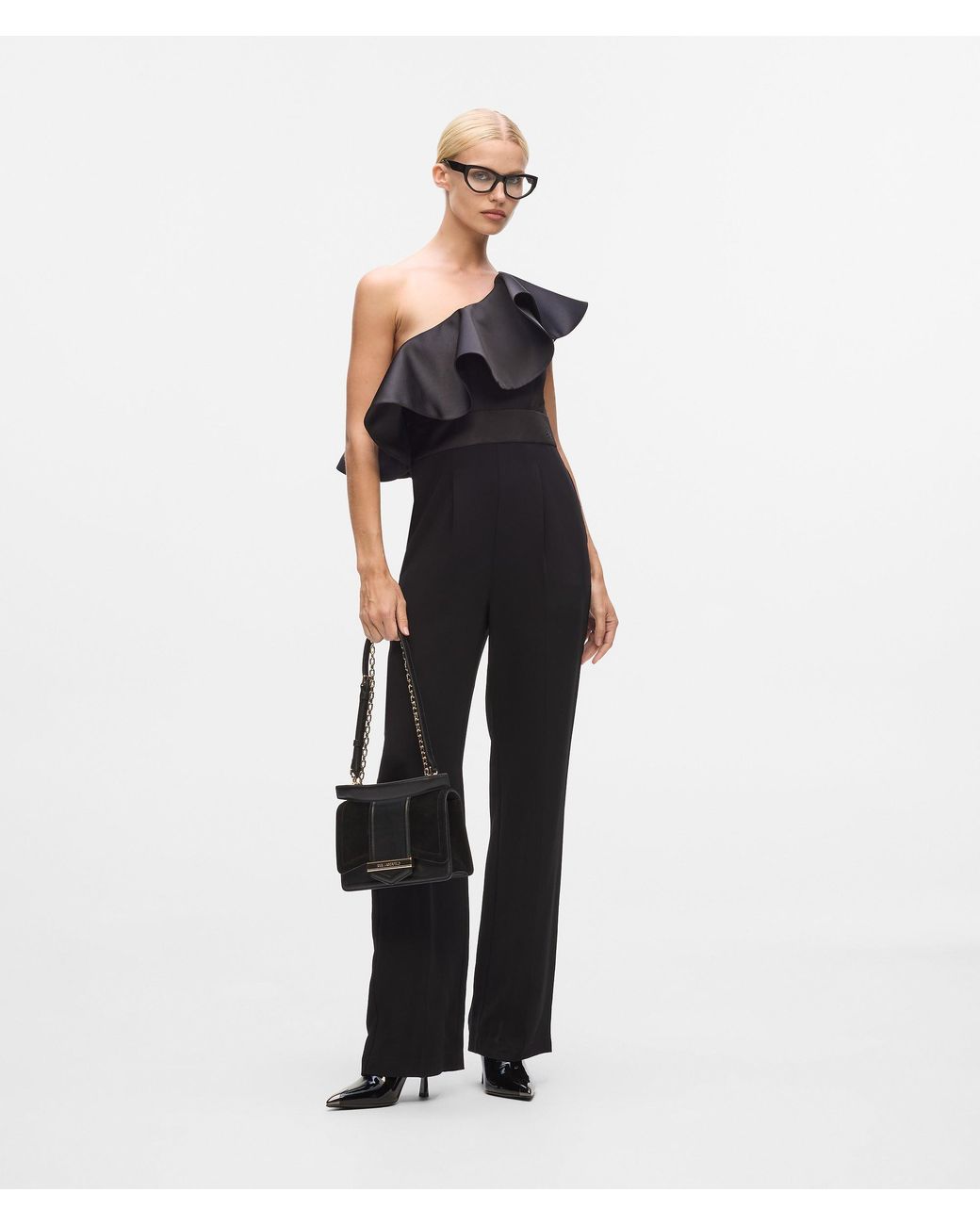 Karl Lagerfeld Blue One-Shoulder Jumpsuit