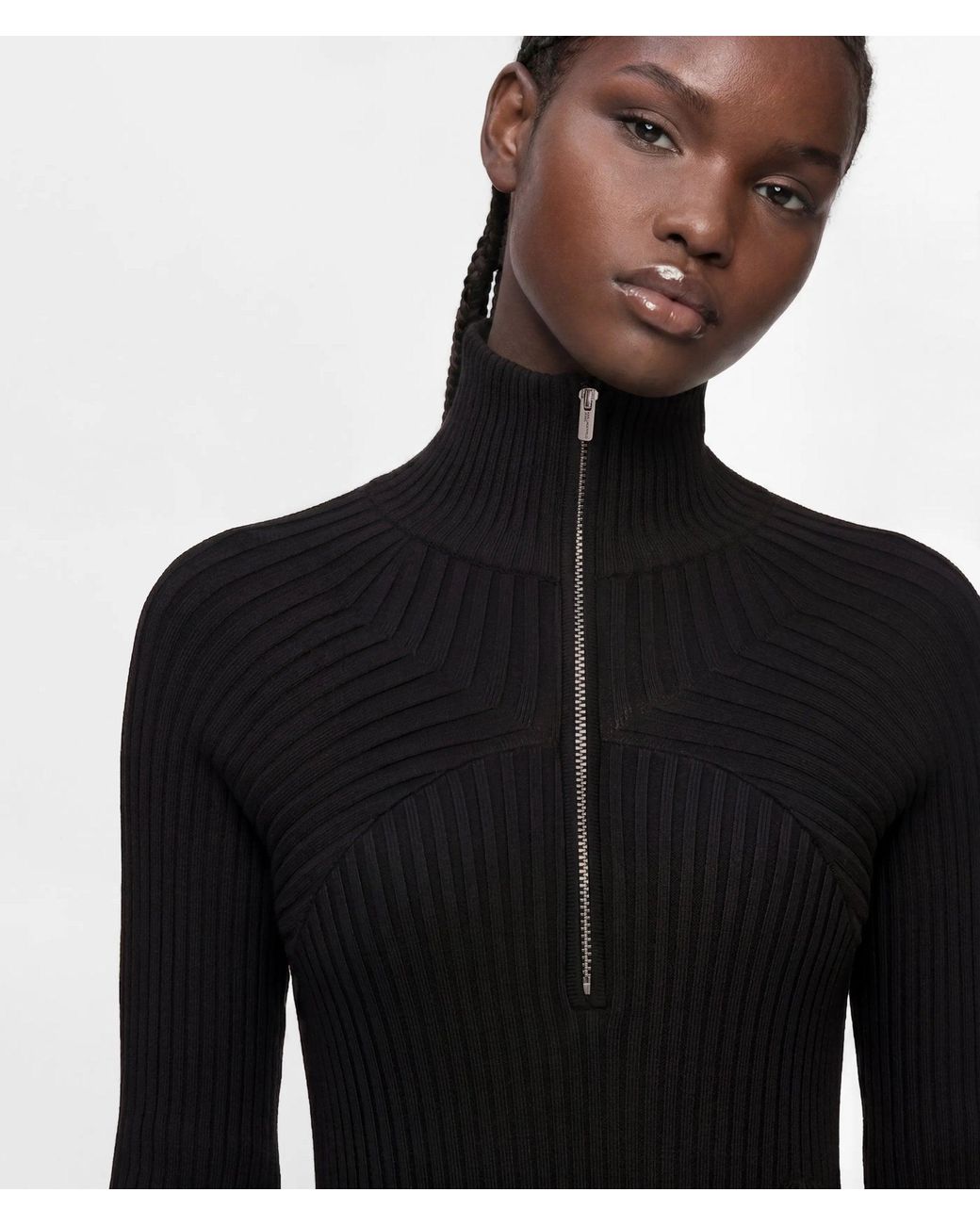 KL Jeans Black Zipped Maxi Knit Dress