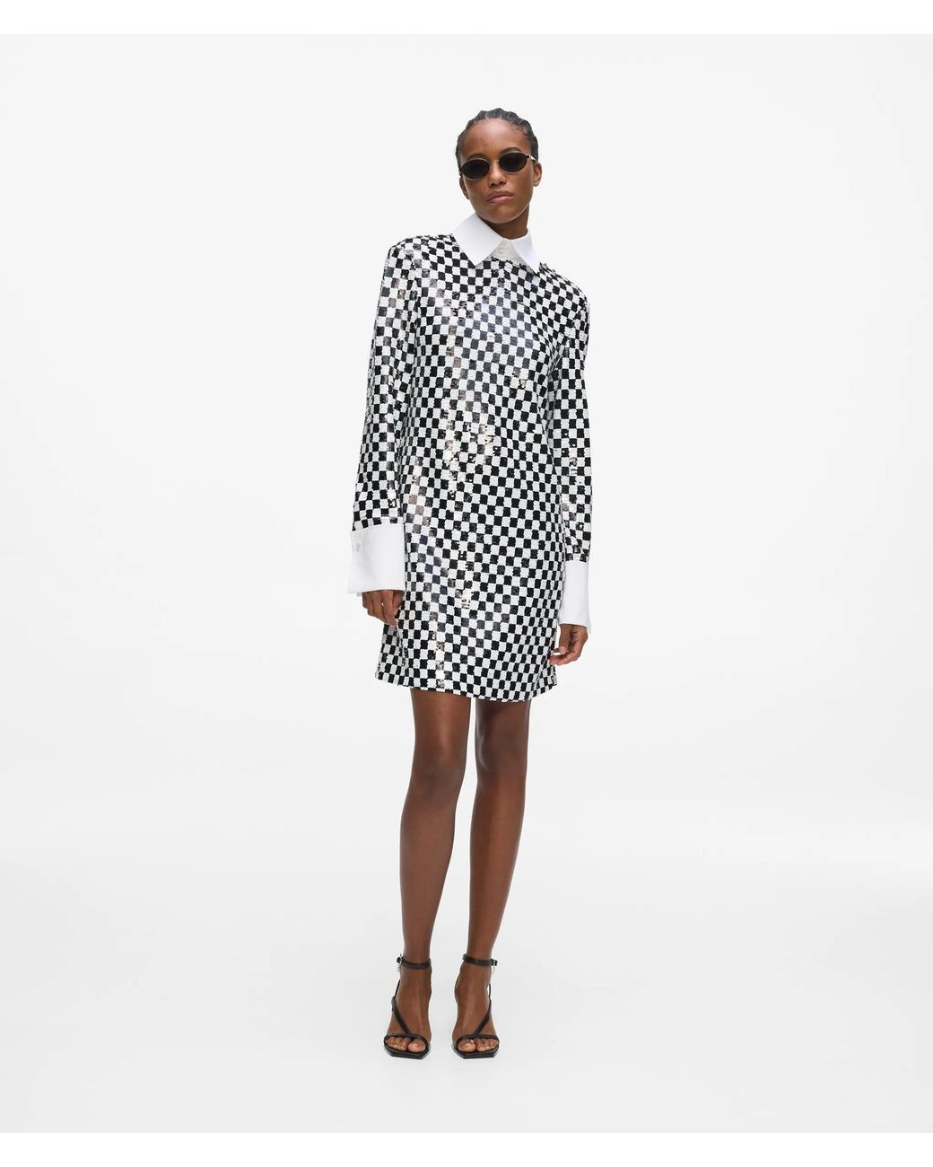 Karl Lagerfeld White Checkerboard Sequin Mini Dress