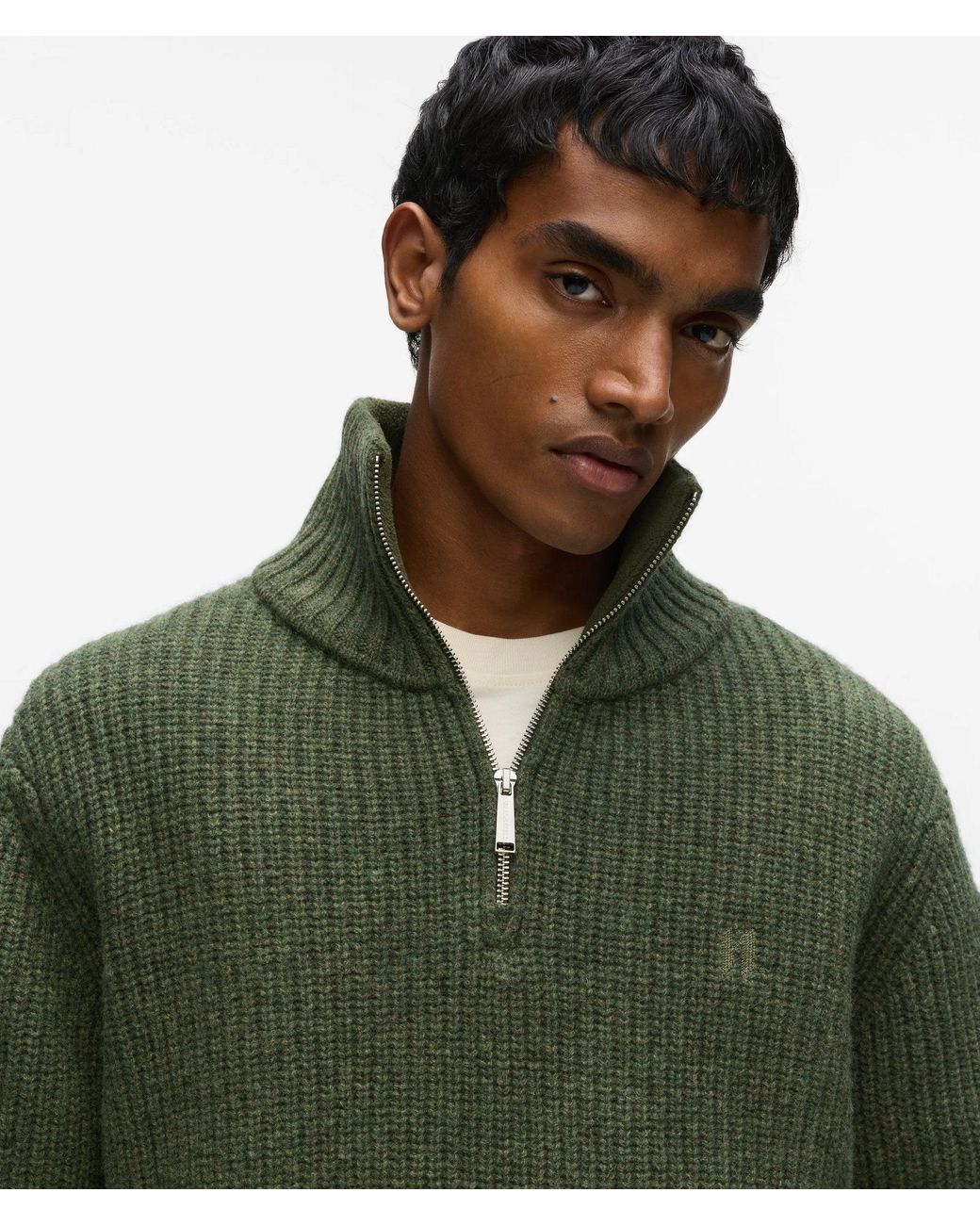 Karl Lagerfeld Green Half-Zip Turtleneck Sweater for men