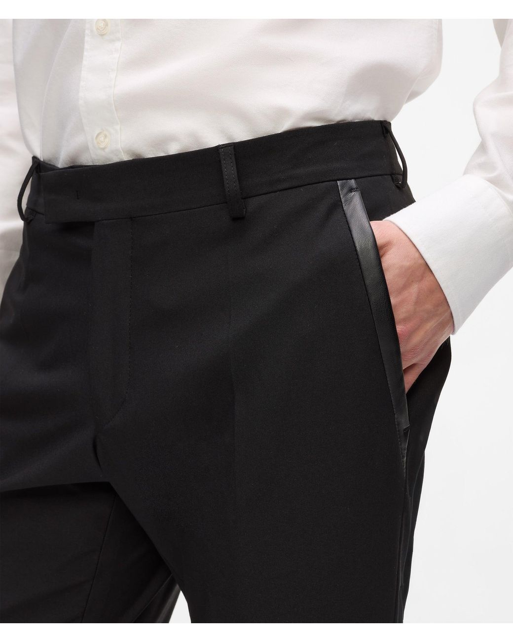 Karl Lagerfeld White Faux-Leather Detail Pants for men