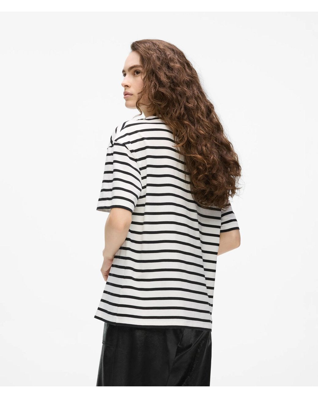 Karl Lagerfeld White Ikon Choupette Muse Striped T-Shirt, Multicoloured