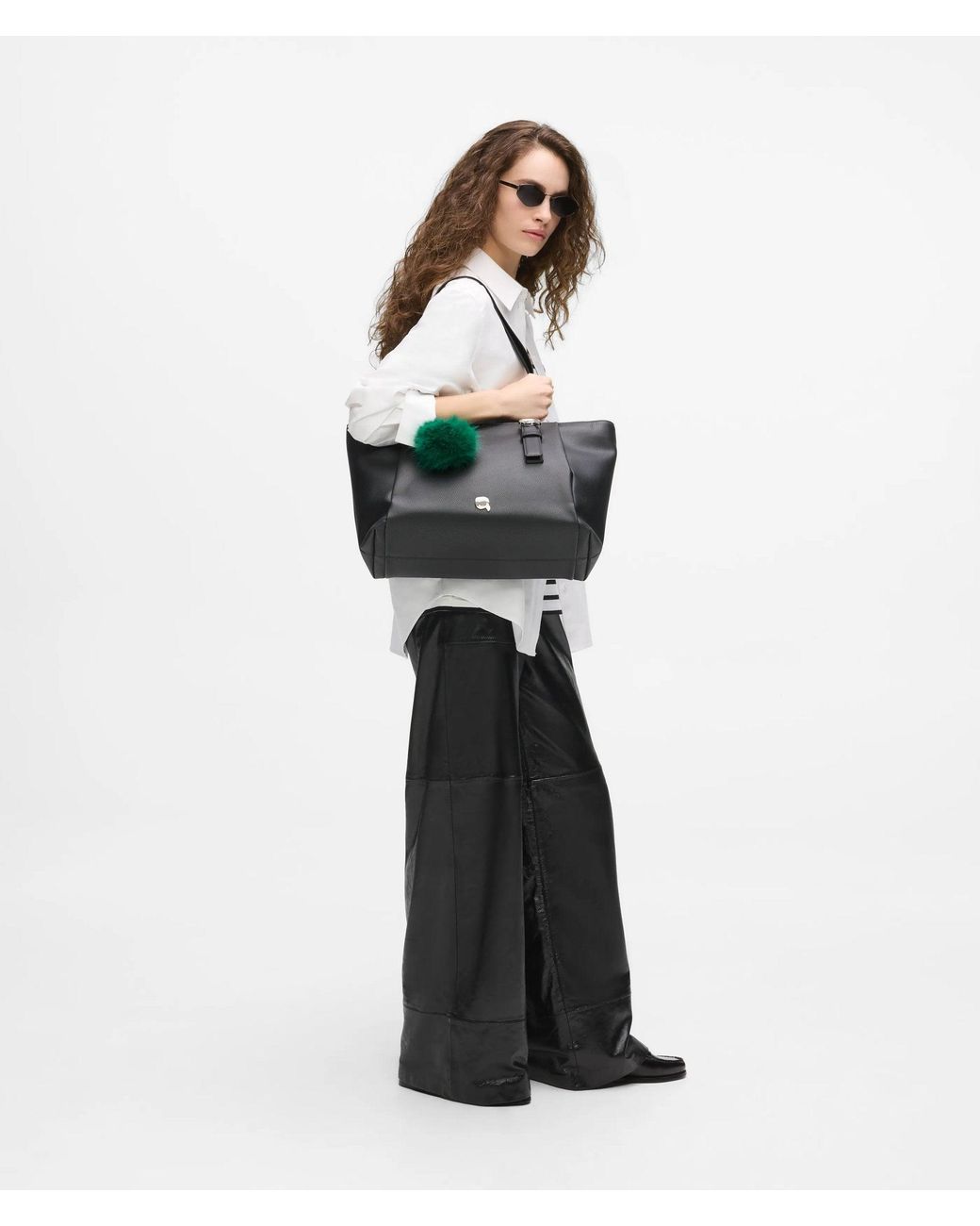Karl Lagerfeld Black Ikon Pebble Large Charm Tote Bag