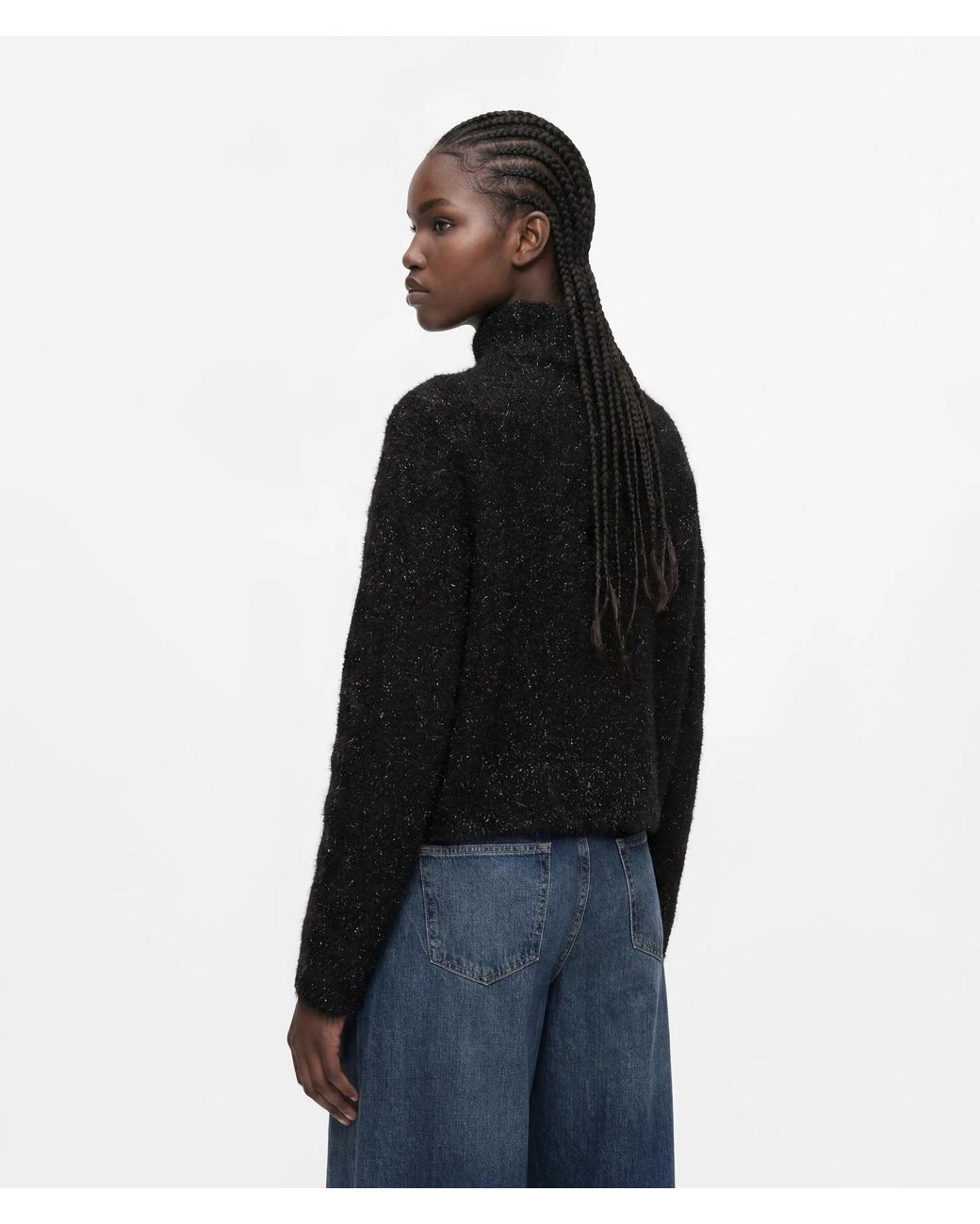 KL Jeans Black Fluffy Half-Zip Sweater