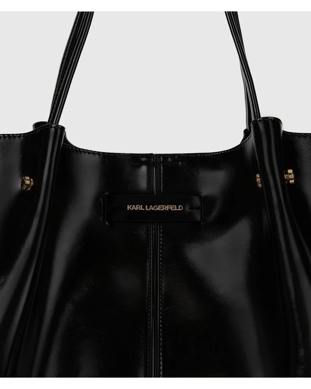 Karl Lagerfeld Black Exclusive K/Pierced Large Shiny Tote Bag