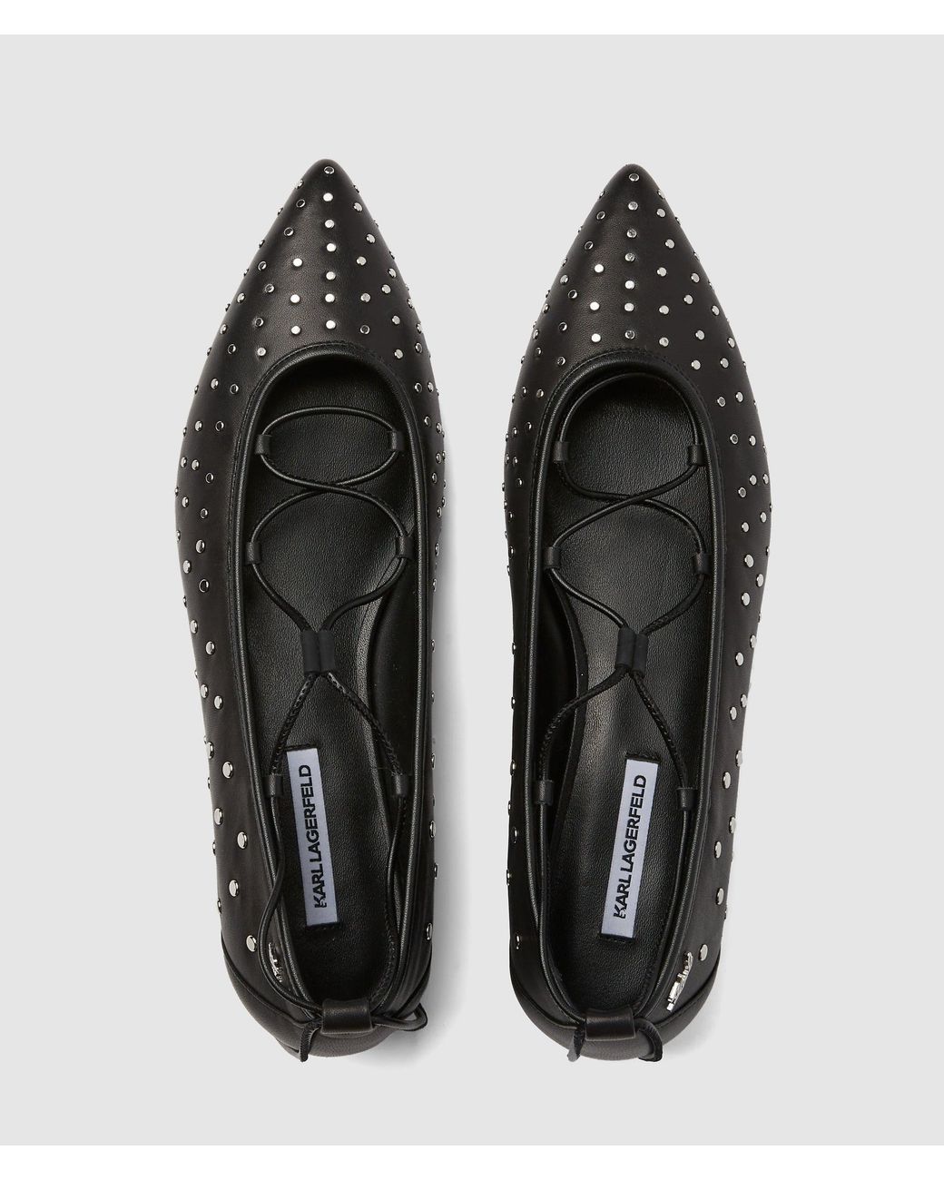 Karl Lagerfeld Black Kerrie Ballerina Long Lace Flats