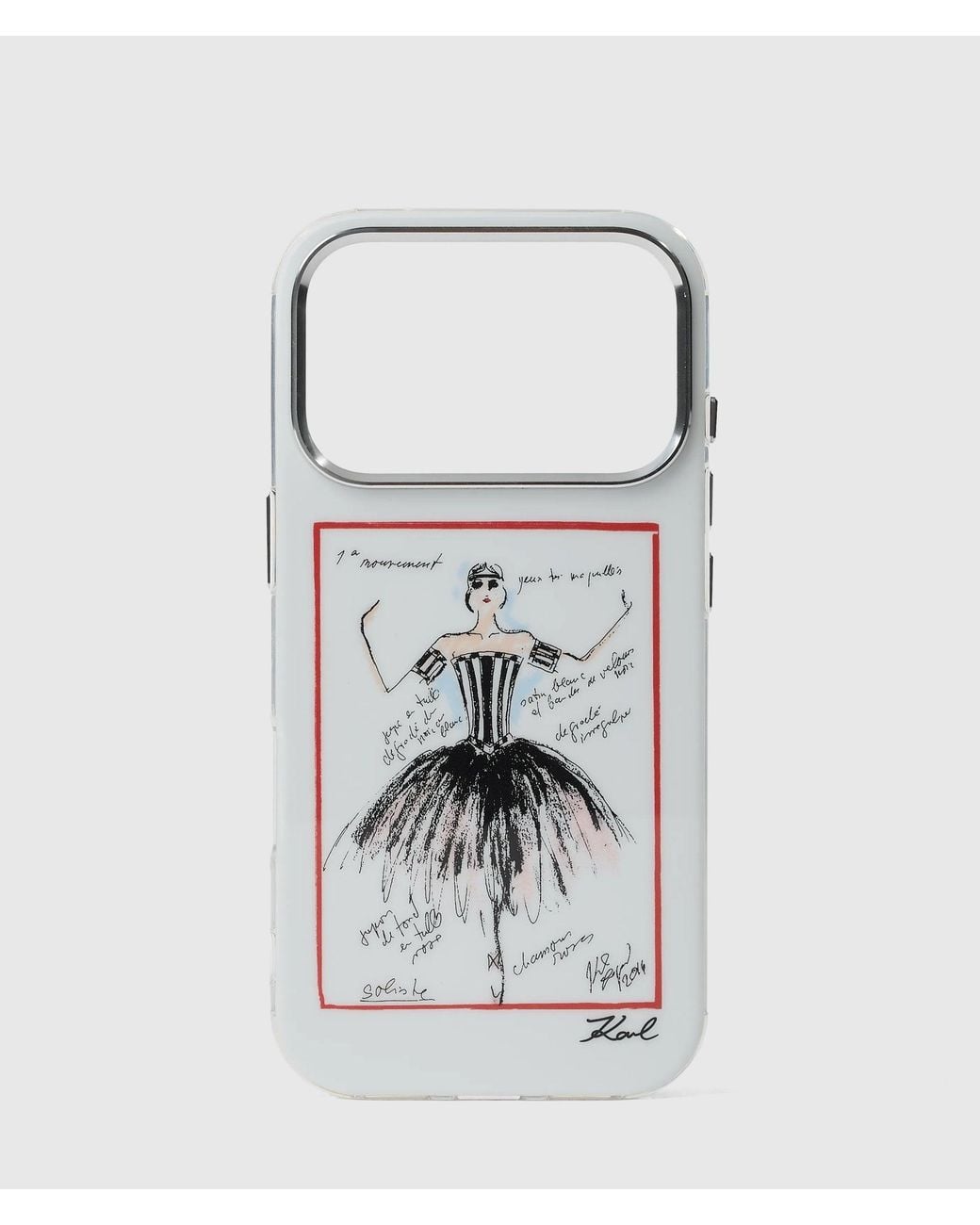 Karl Lagerfeld White Sketches Iphone 17 Pro Case