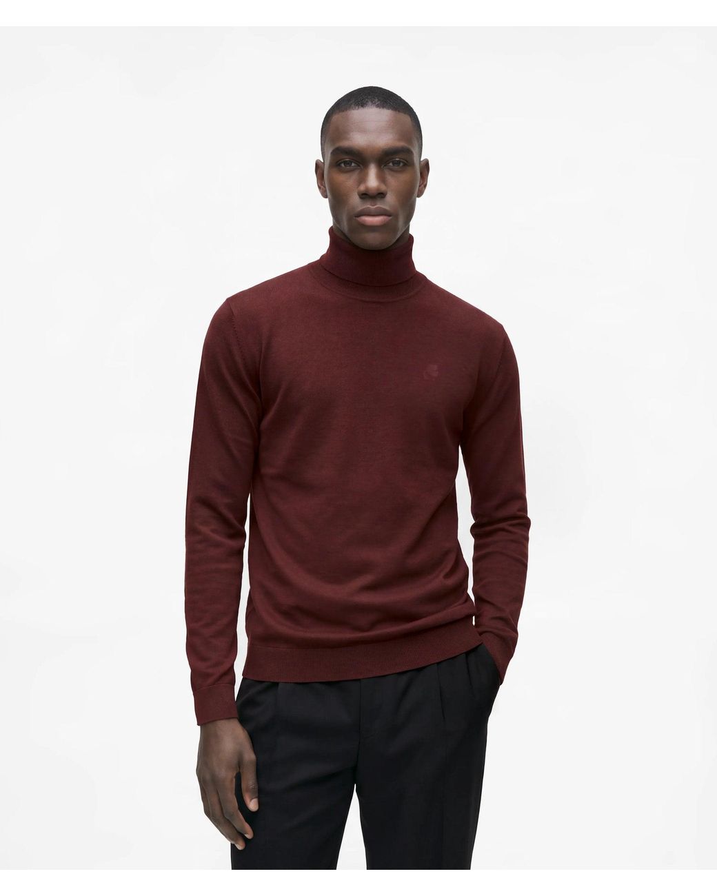 Karl Lagerfeld Red Wool Turtleneck Sweater for men