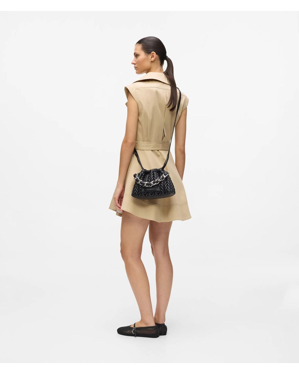 Karl Lagerfeld Black K/Weave Chain Crossbody Bag