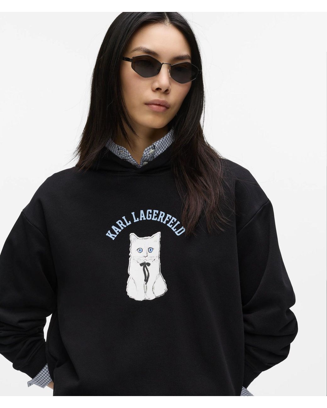 Karl Lagerfeld Black Ikon Choupette Sketch Hoodie