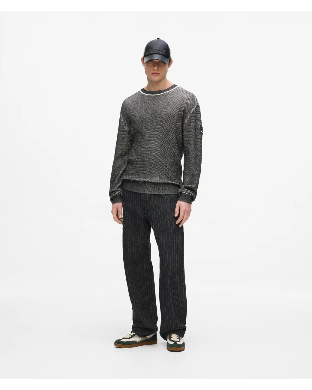 KL Jeans Gray Waffle Knit Sweater for men