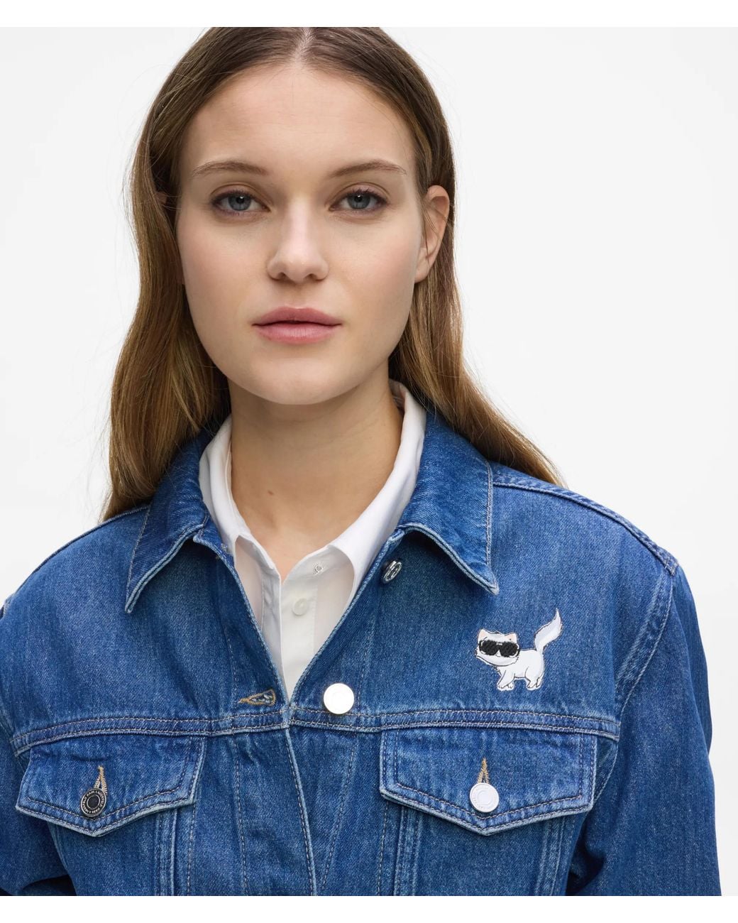 Karl Lagerfeld Blue Ikon Choupette Denim Jacket