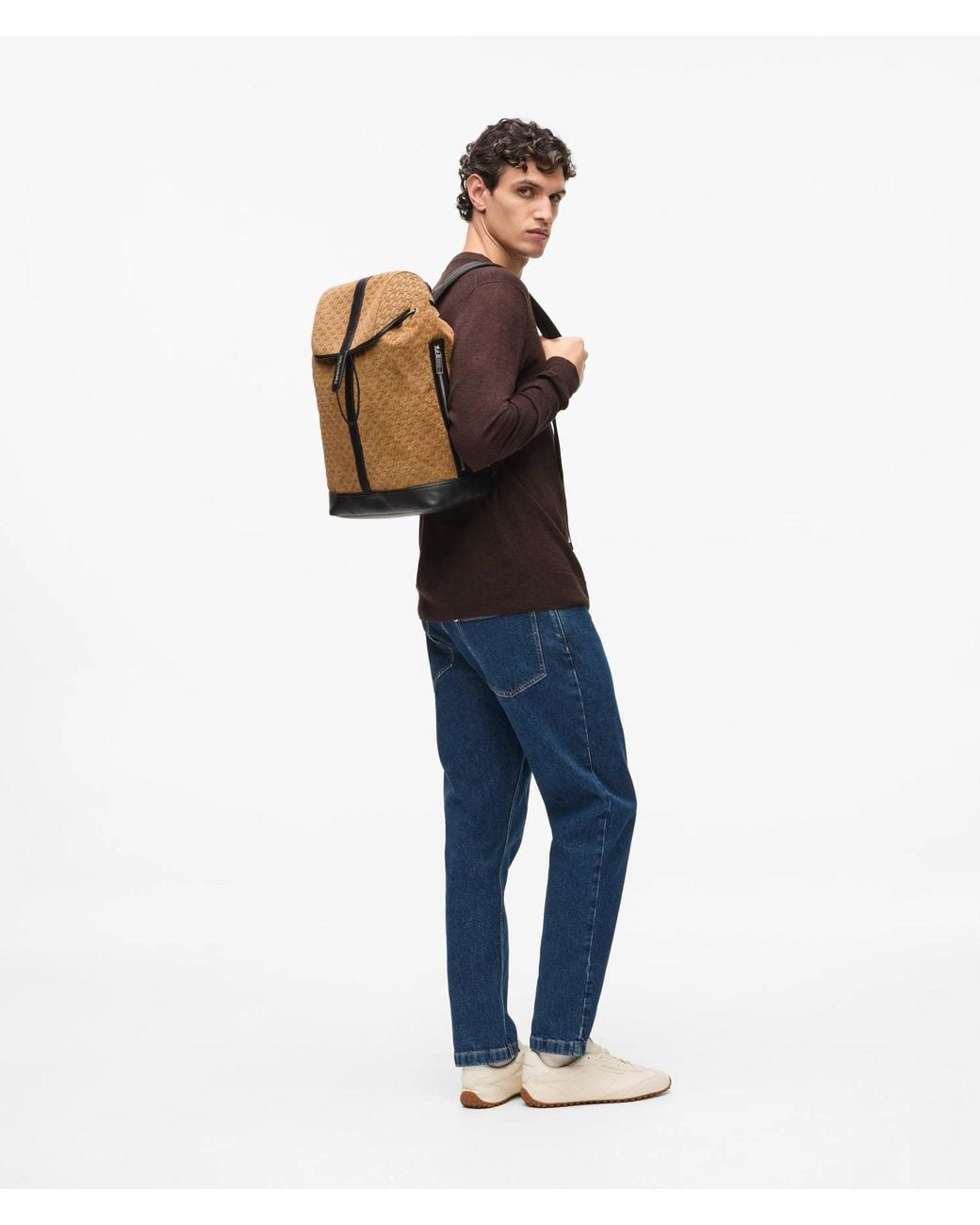 Karl Lagerfeld Brown K/Monogram Suede Backpack for men