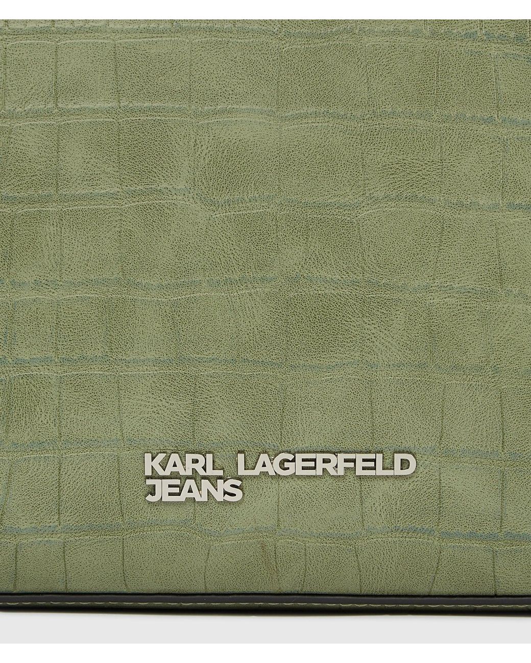 KL Jeans Green Croco Mini Tote Bag