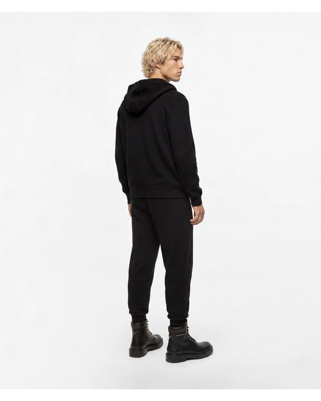KL Jeans Black Waffle Sweatpants for men