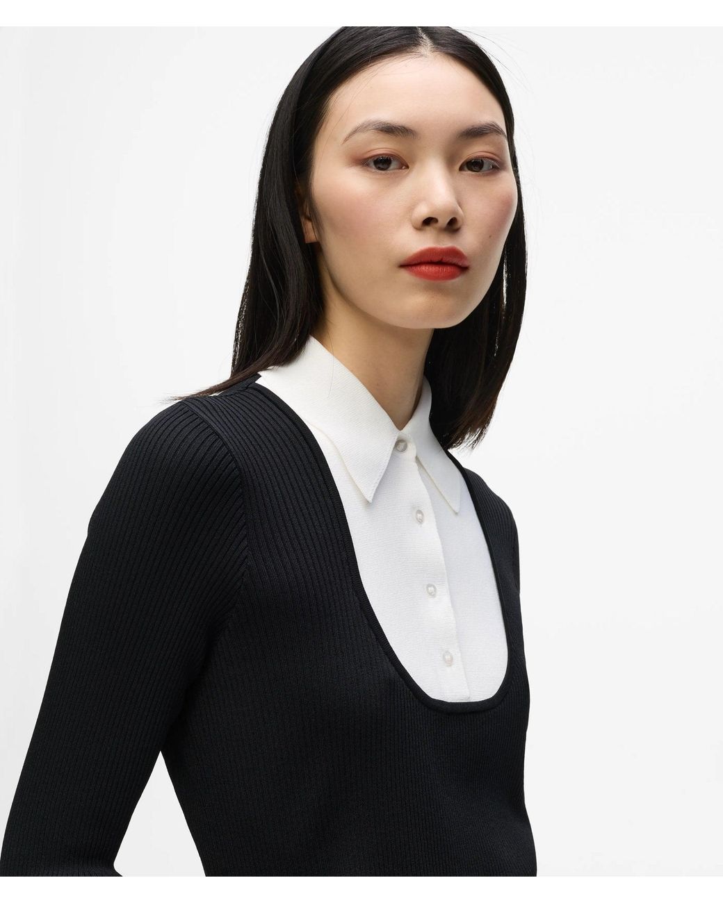 Karl Lagerfeld Black Shirt Detail Sweater