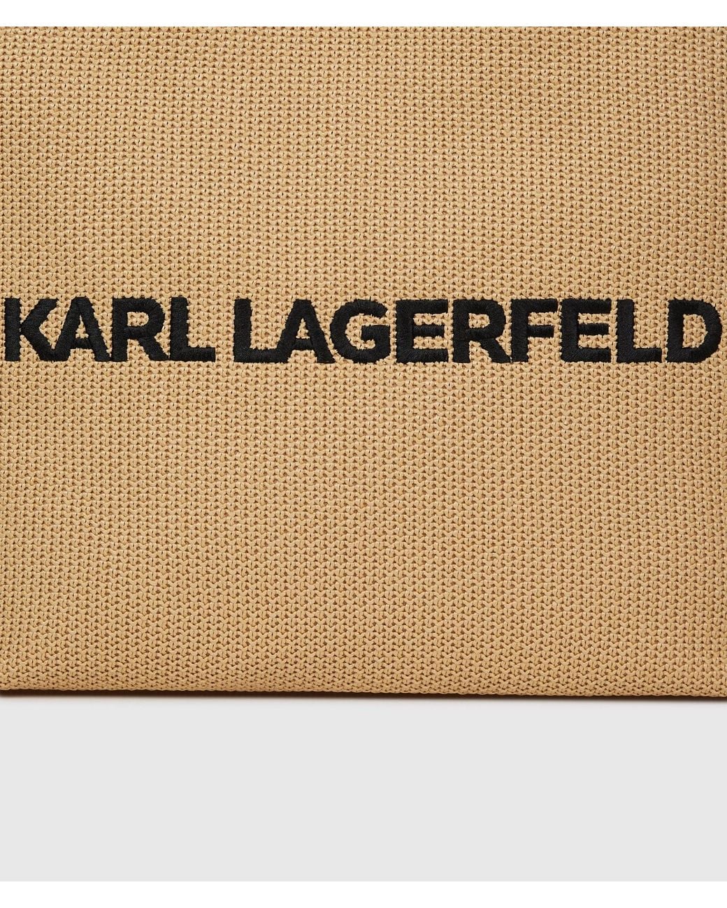 Karl Lagerfeld Natural Logo Large Square Woven Beach Bag