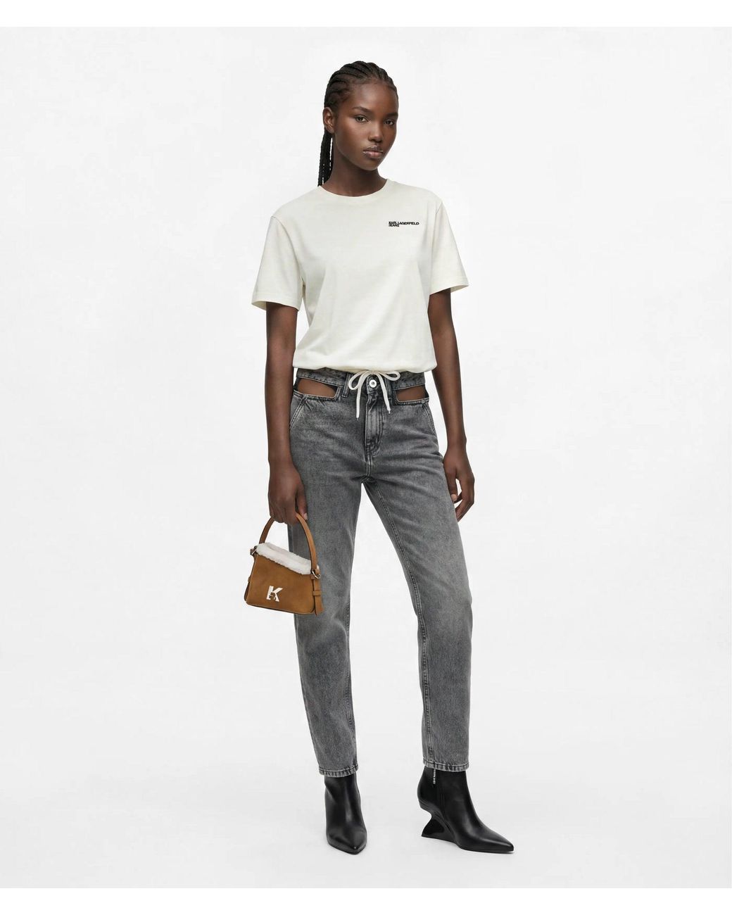 KL Jeans White Cut-Out Mom Jeans