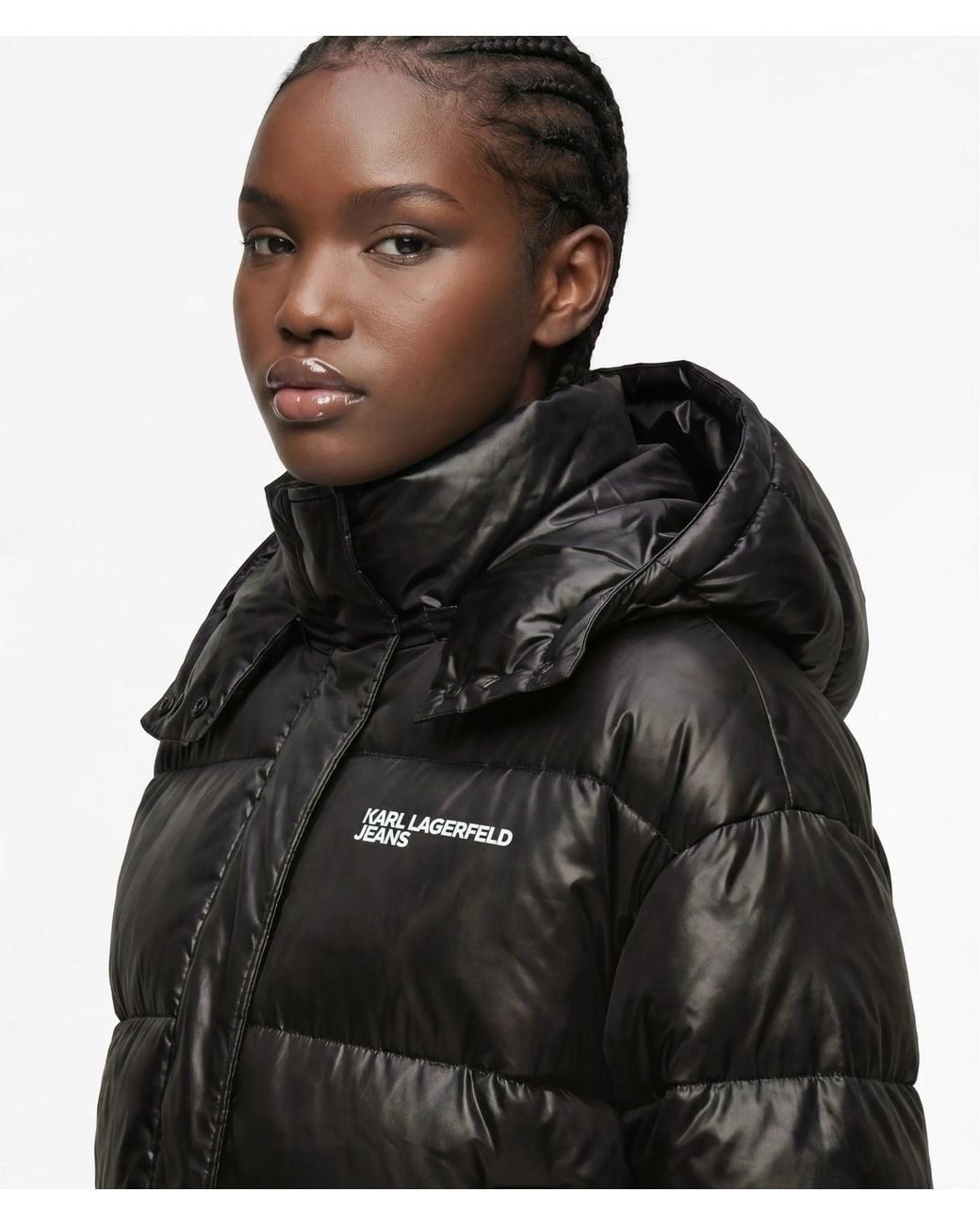 KL Jeans Black Cropped Shiny Puffer Jacket