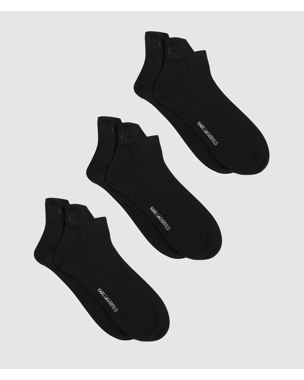 Karl Lagerfeld Black Kameo Short Socks – 3-Pack for men