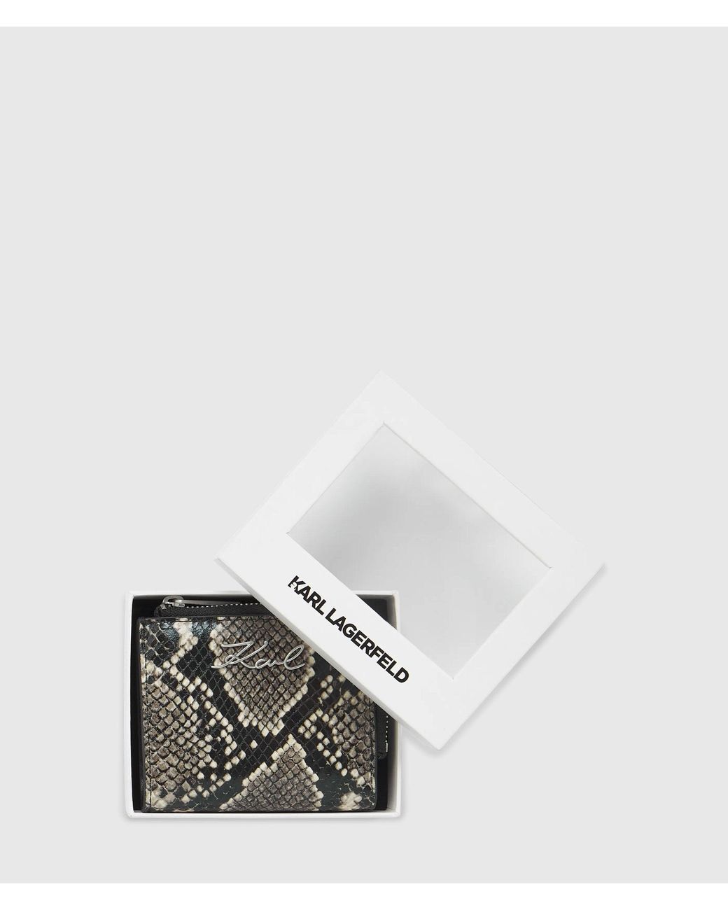 Karl Lagerfeld Black K/Signature Python Small Bifold Wallet
