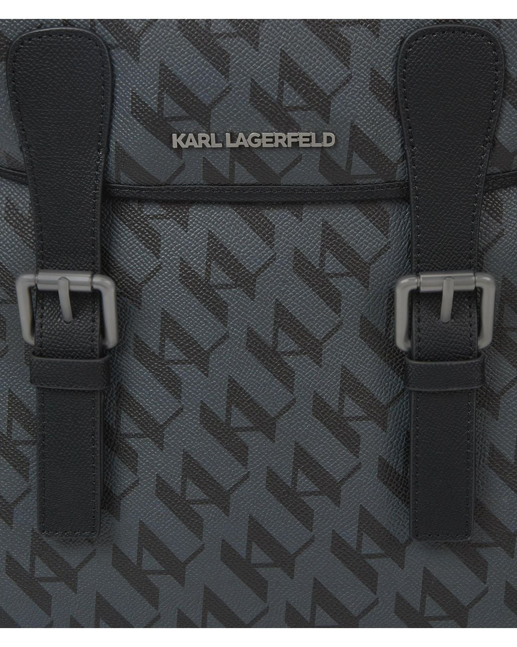 Karl Lagerfeld Black Ikon Monogram Backpack for men