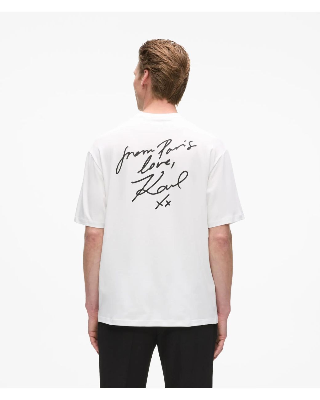 Karl Lagerfeld White From Paris With Love T-Shirt for men